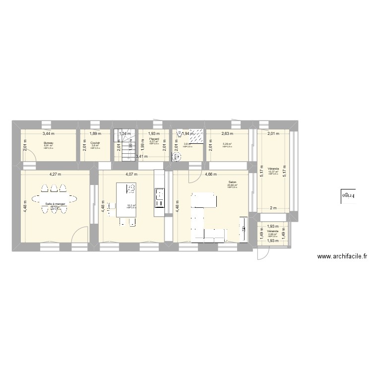 St Denis - RDC 3. Plan de 10 pièces et 98 m2