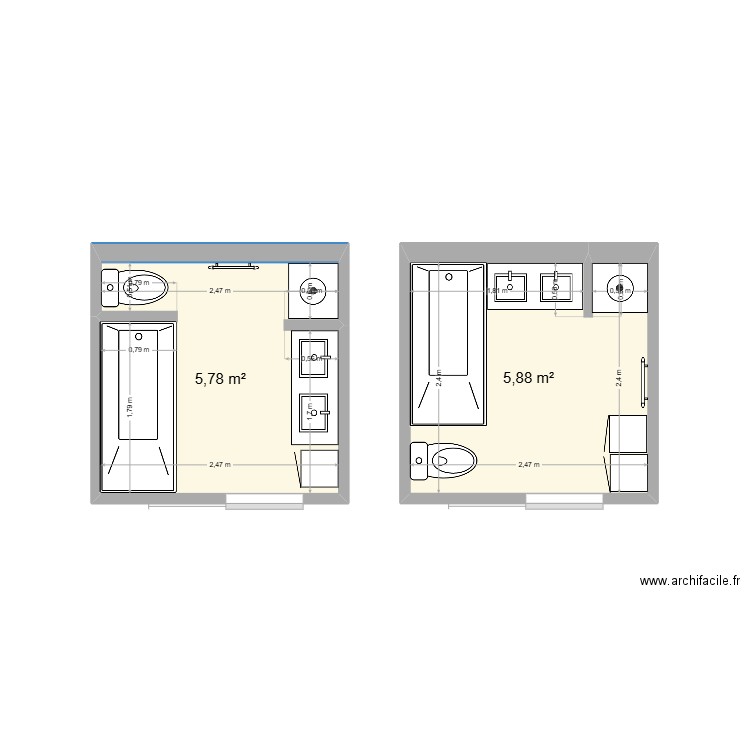 essai sdb 1. Plan de 2 pièces et 12 m2