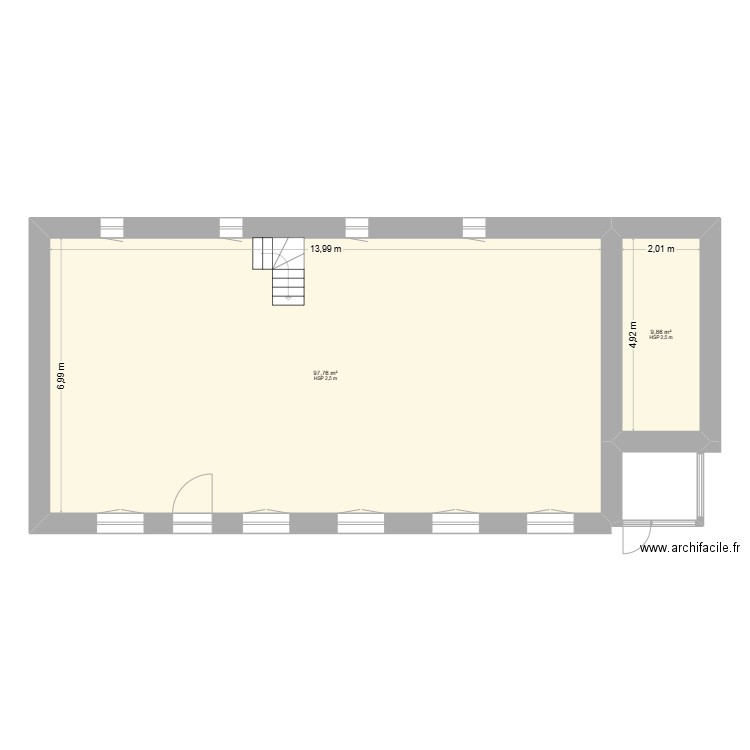 St Denis - RDC base. Plan de 2 pièces et 108 m2