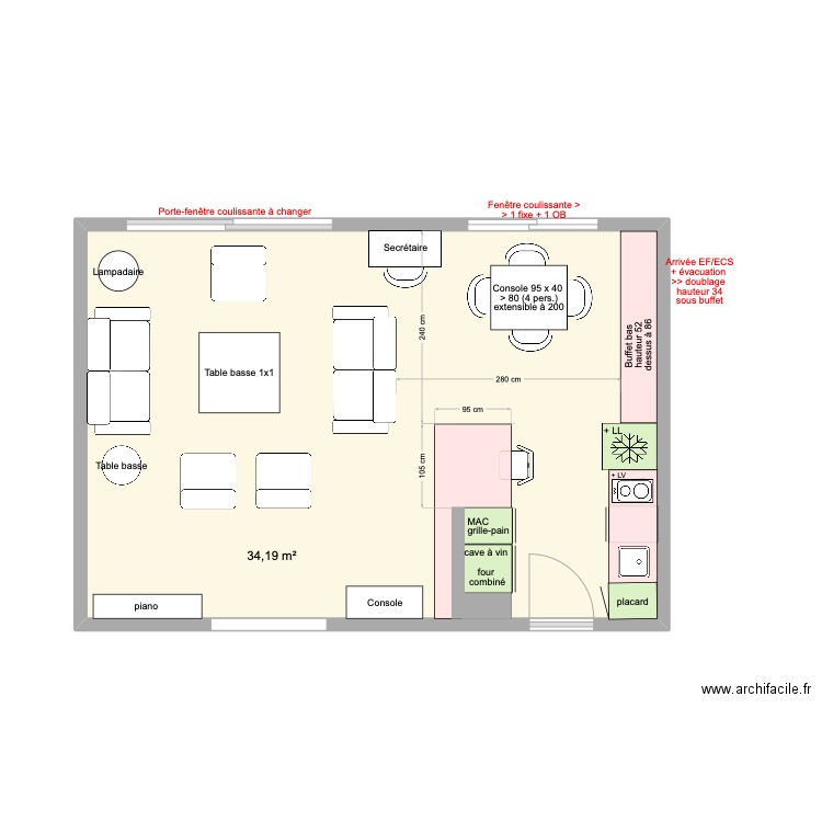 Cuisine arclinea 2 -4. Plan de 1 pièce et 34 m2