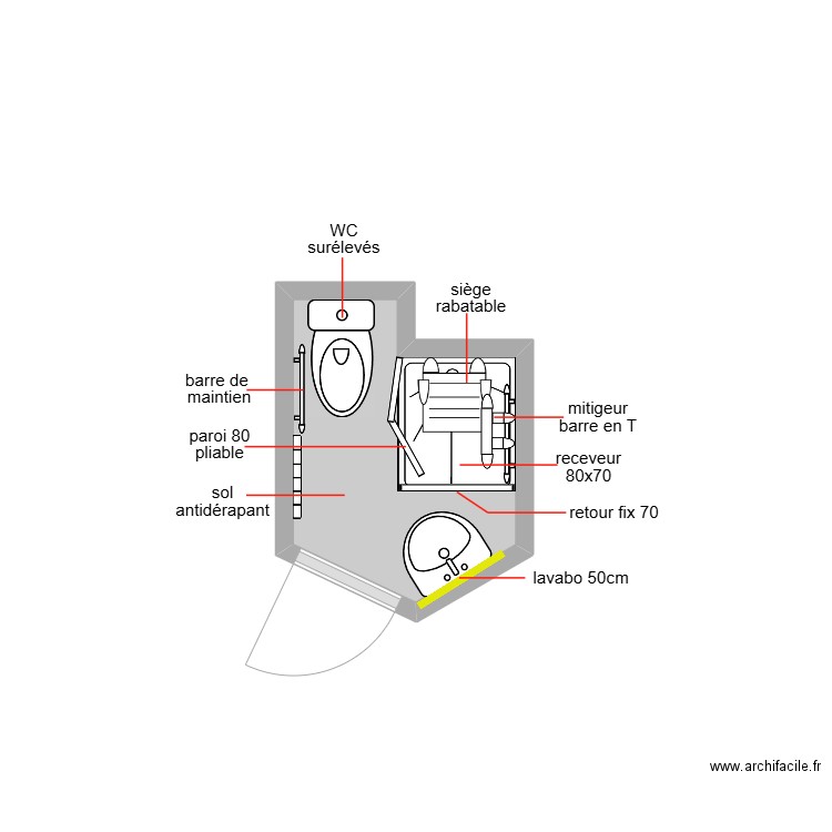 lazic. Plan de 1 pièce et 2 m2