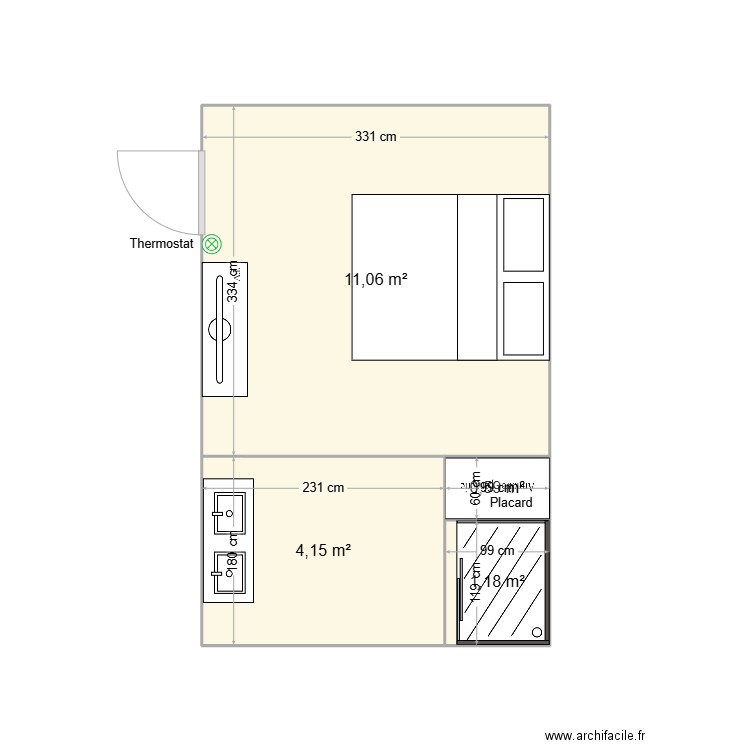 ERE. Plan de 4 pièces et 17 m2