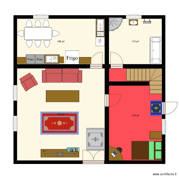 maison. Plan de 4 pièces et 82 m2