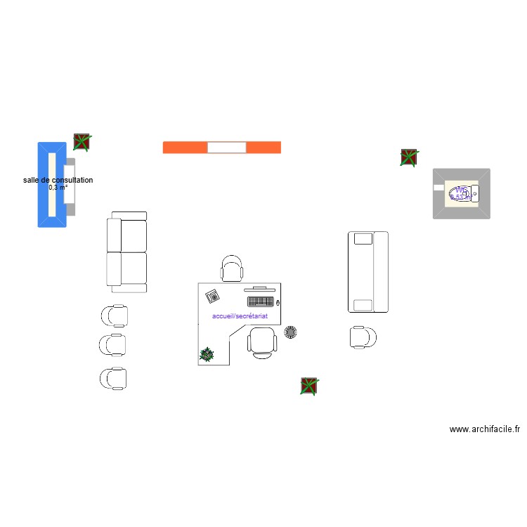 plan cabinet M. Plan de 2 pièces et 1 m2