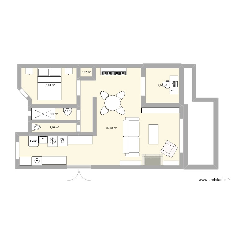 plan option 2. Plan de 6 pièces et 47 m2