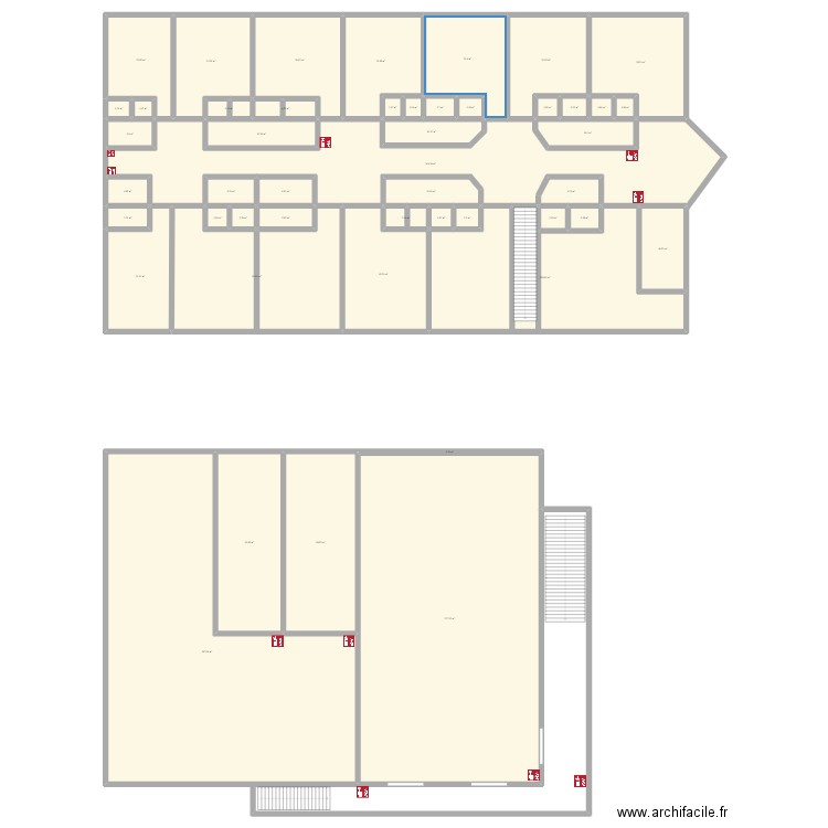 pavilons . Plan de 48 pièces et 1432 m2