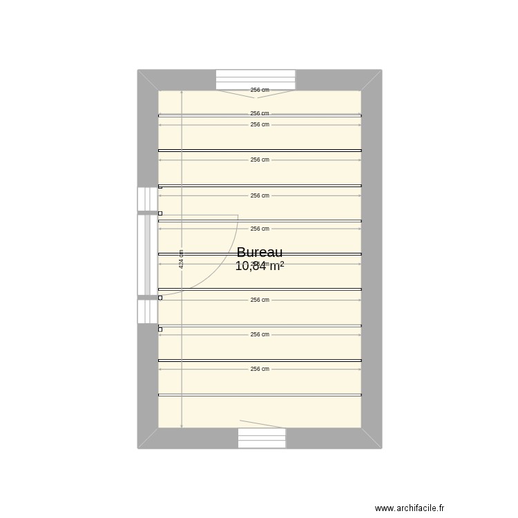 bureau. Plan de 1 pièce et 11 m2