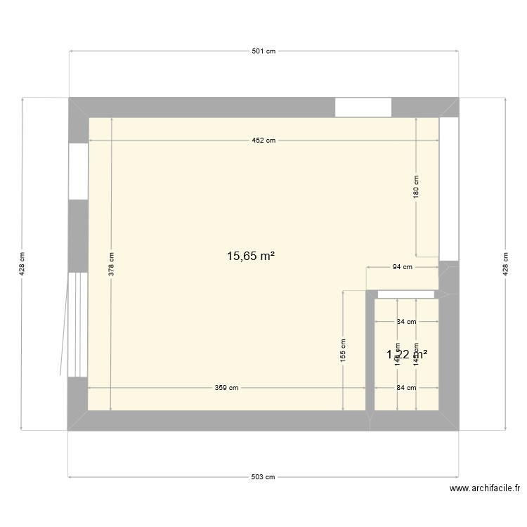 cuisine marine 001. Plan de 2 pièces et 17 m2