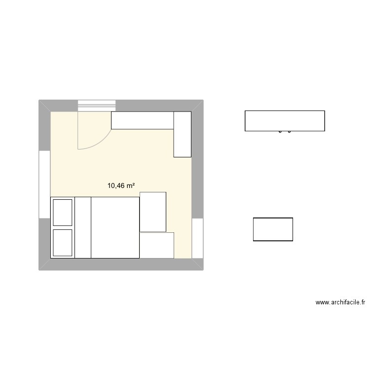 Chambre. Plan de 1 pièce et 10 m2