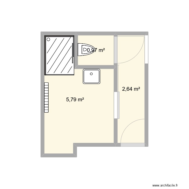 Alicia1. Plan de 3 pièces et 9 m2