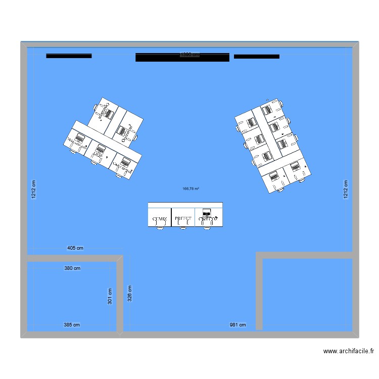 salle ops. Plan de 1 pièce et 167 m2