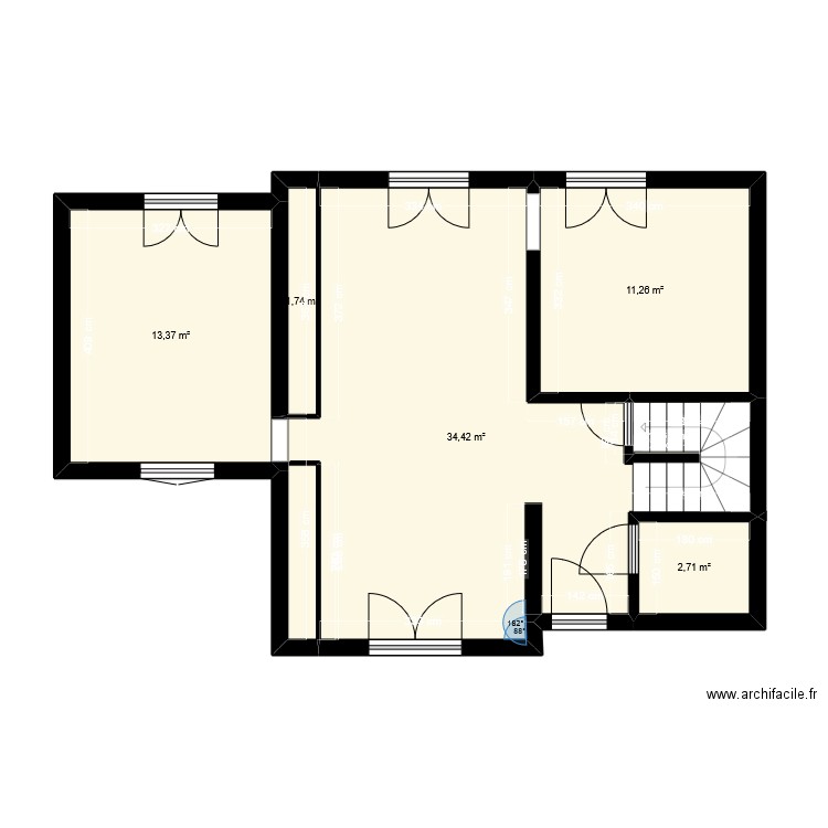 plan rdc Sébastien. Plan de 5 pièces et 63 m2