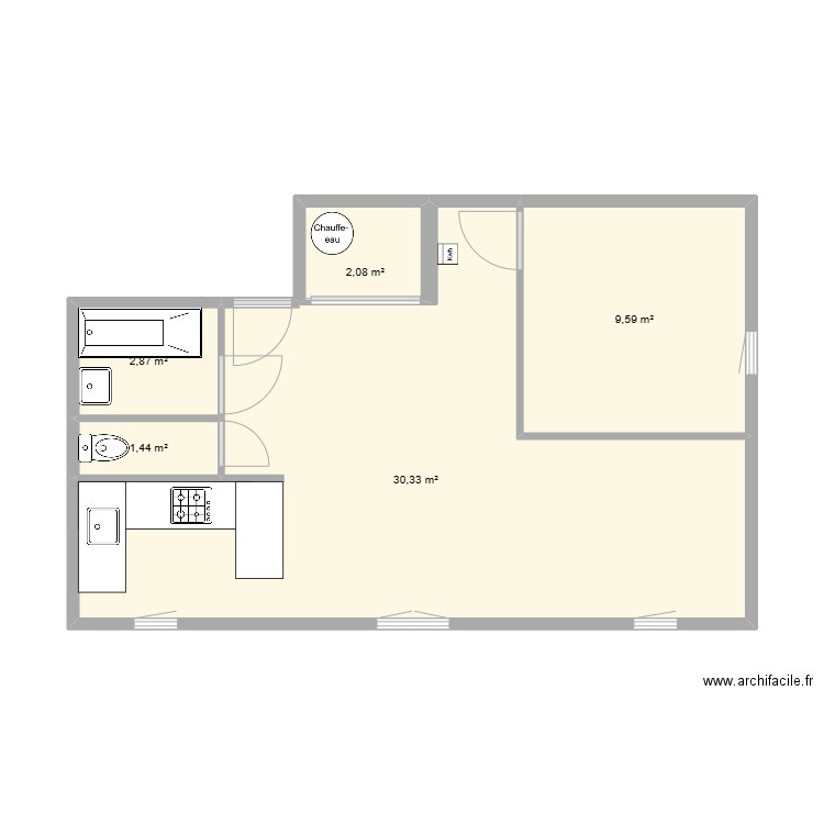 Appartement Wimbledon. Plan de 5 pièces et 46 m2