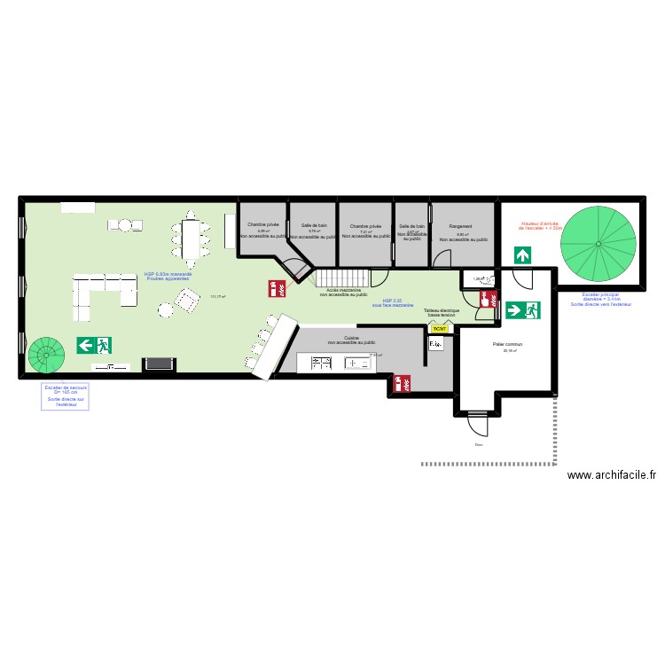 Loft evac. Plan de 10 pièces et 206 m2