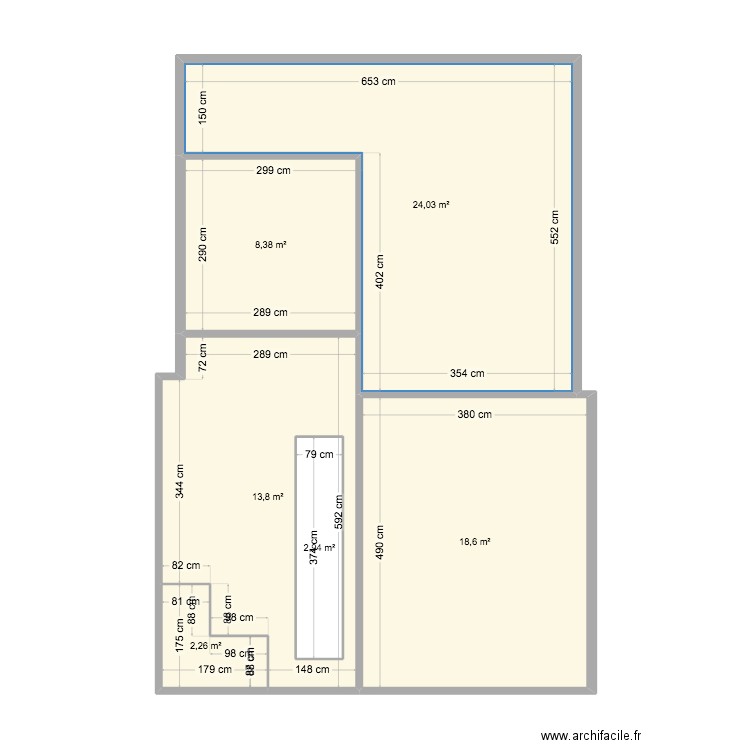 Etage 1. Plan de 6 pièces et 73 m2