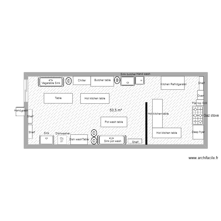 ZAMBIA kitchen 2. Plan de 1 pièce et 51 m2