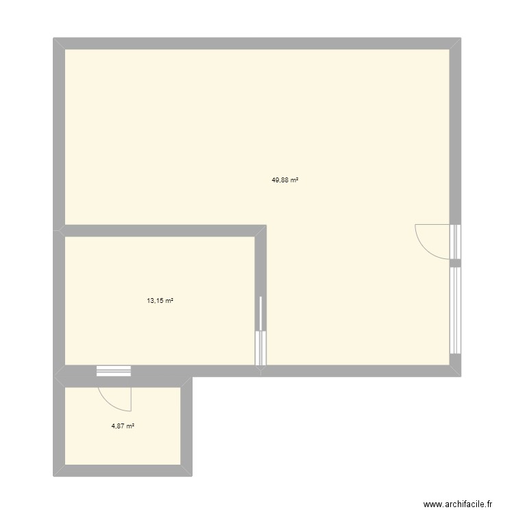 COURS. Plan de 3 pièces et 68 m2