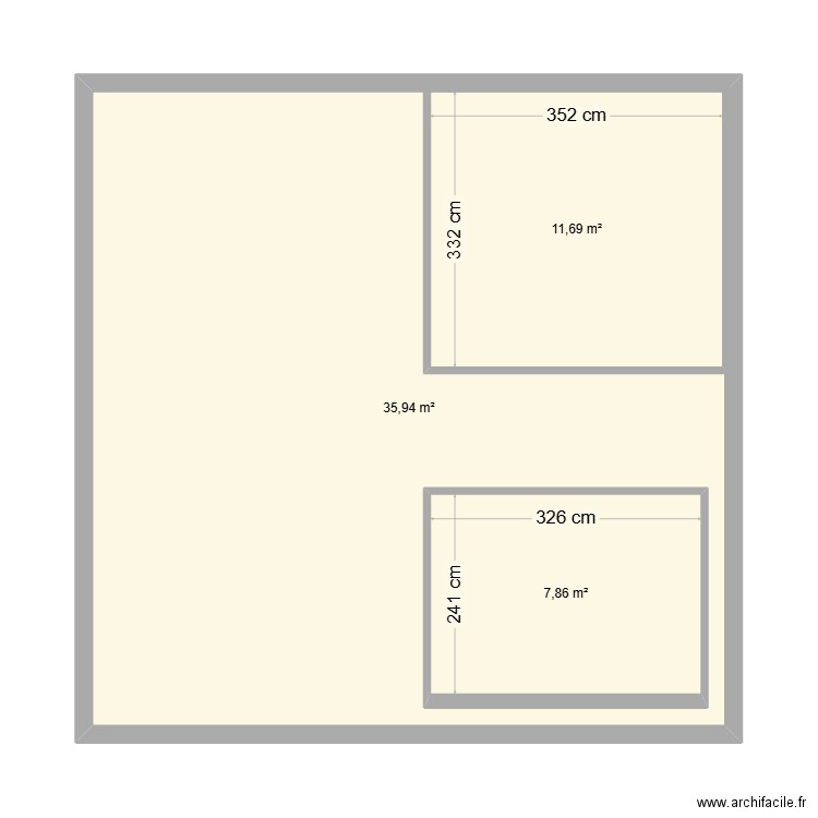 Extension. Plan de 3 pièces et 77 m2