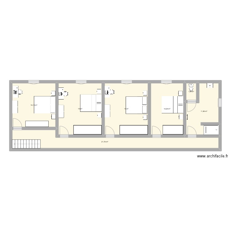 1er étage. Plan de 7 pièces et 103 m2