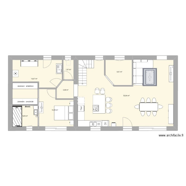 Maison drie. Plan de 7 pièces et 97 m2