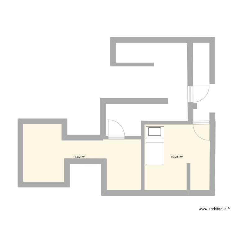 PROJET SOUS SOL. Plan de 2 pièces et 22 m2