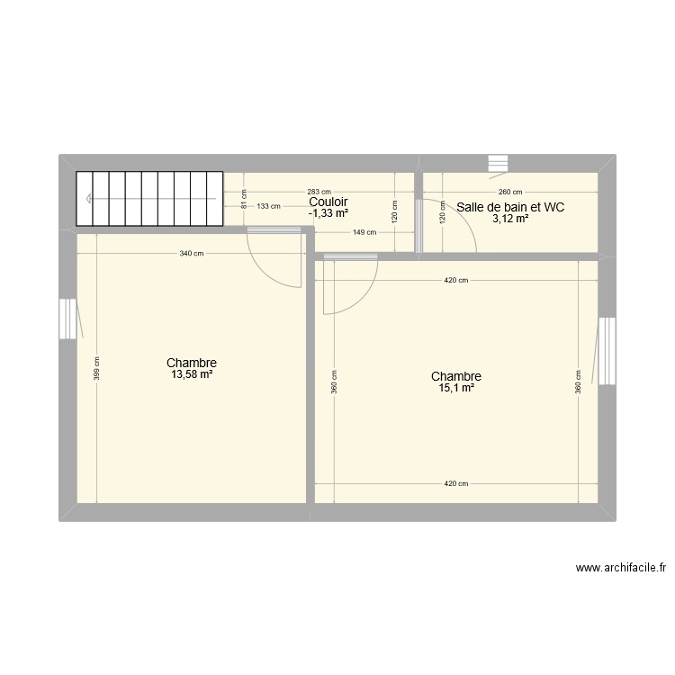 conciergerie 1er. Plan de 4 pièces et 35 m2