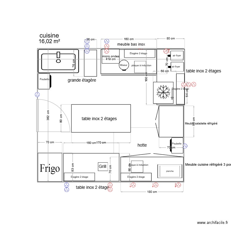 plan cuisine Mass'toque 2. Plan de 1 pièce et 16 m2