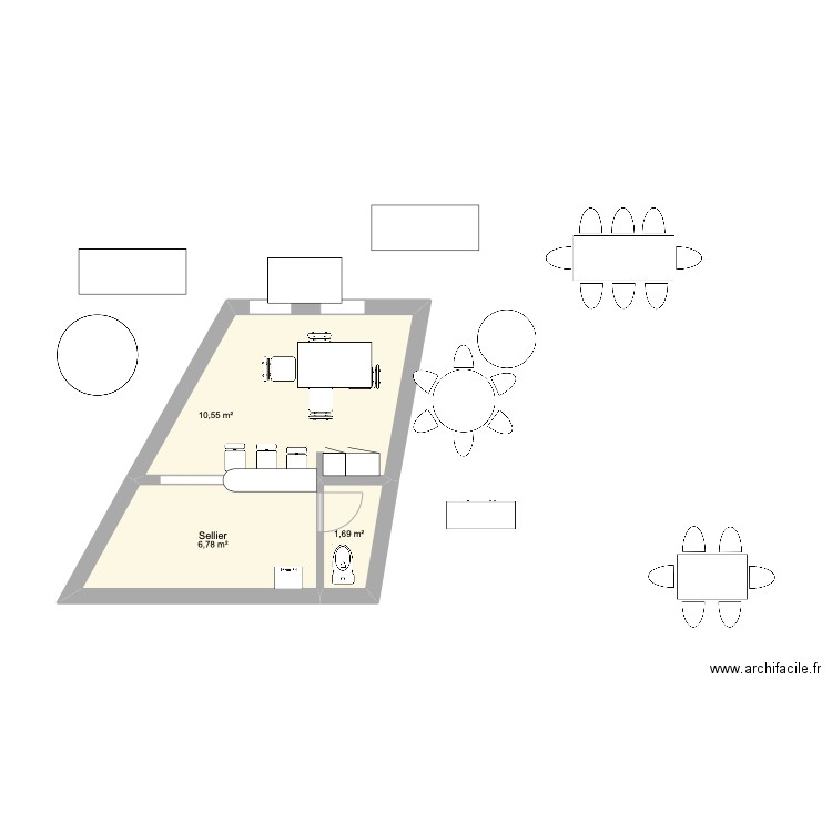 113 BERANGER PLAN CUISINE. Plan de 3 pièces et 19 m2