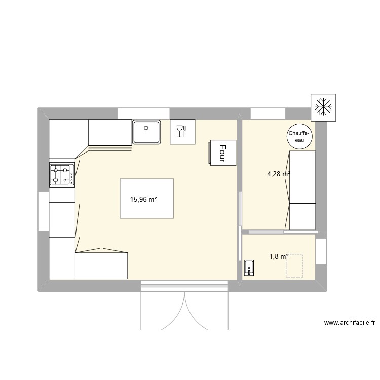 la noé gallet. Plan de 3 pièces et 22 m2