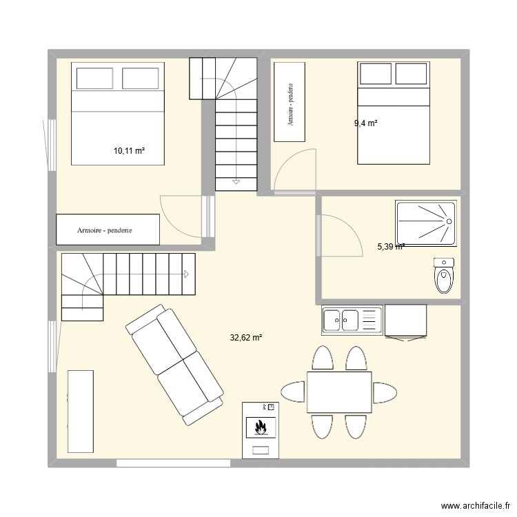 marinie 4. Plan de 4 pièces et 58 m2