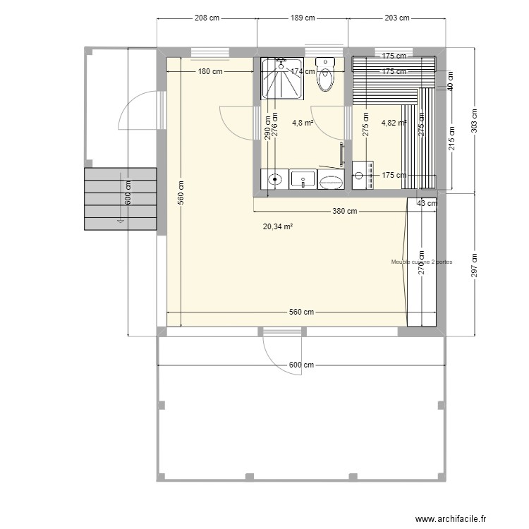 шарапово. Plan de 3 pièces et 30 m2