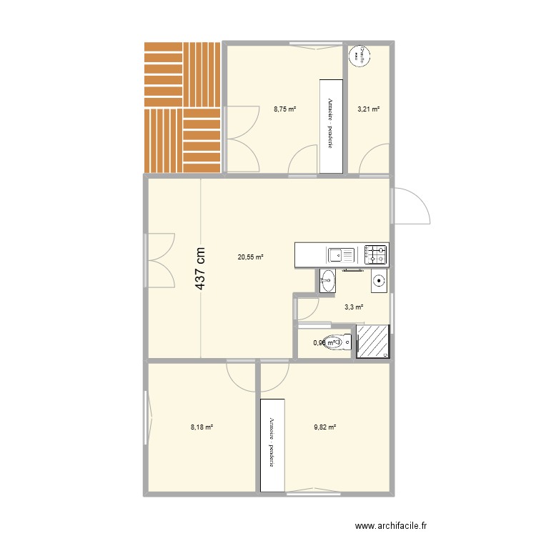 maison Myriam BIS. Plan de 7 pièces et 55 m2