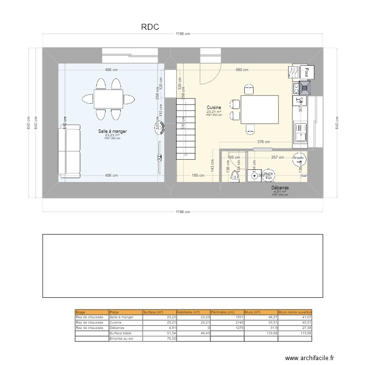 ERWAN rdc. Plan de 3 pièces et 51 m2