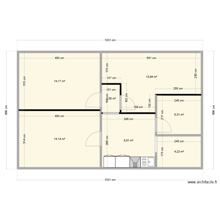 Namur 2e Etage. Plan de 7 pièces et 62 m2