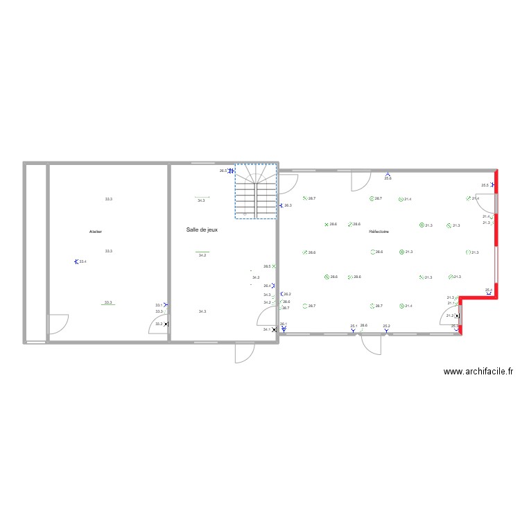 Hamoir RDC 1. Plan de 3 pièces et 133 m2