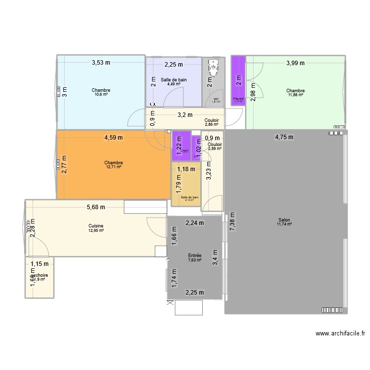 APPART TOULON. Plan de 15 pièces et 109 m2