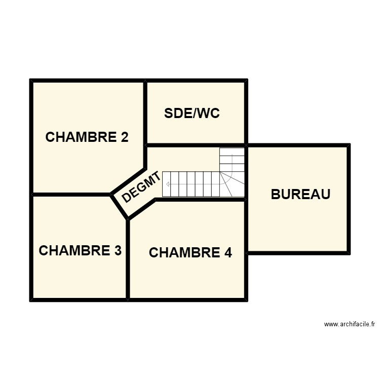 DANTHU 1ER. Plan de 6 pièces et 56 m2