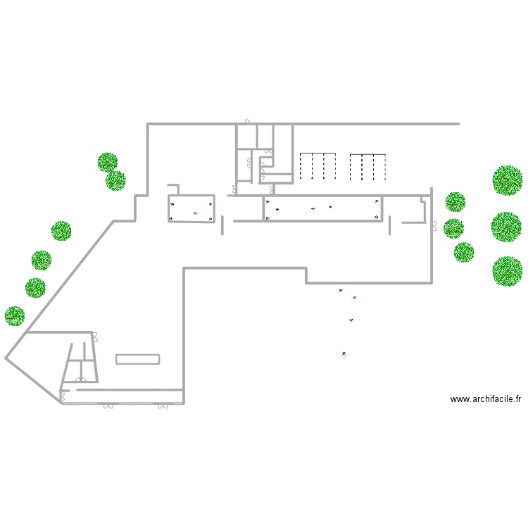 Madiatheque. Plan de 5 pièces et 238 m2