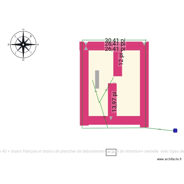 Footing . Plan de 2 pièces et 80 m2