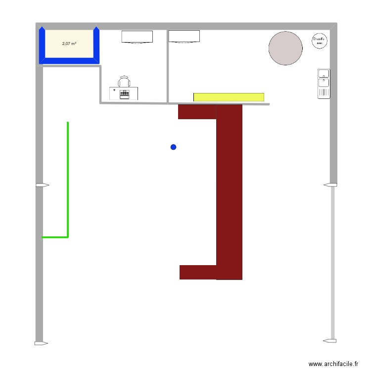 CHEVRERIE. Plan de 1 pièce et 2 m2