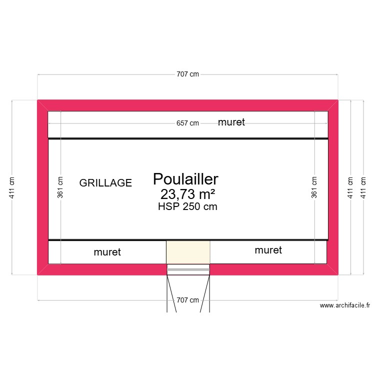 batiment poulailler. Plan de 1 pièce et 24 m2