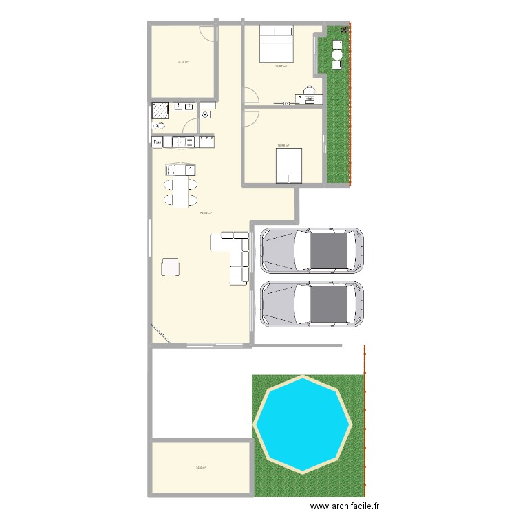 Maison pamatai 2. Plan de 5 pièces et 136 m2