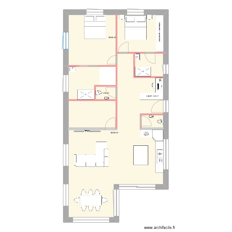 Maison 3. Plan de 3 pièces et 116 m2