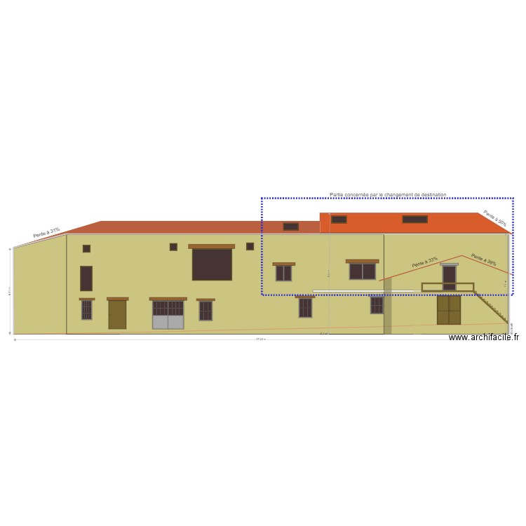 Facade Est Modifié. Plan de 0 pièce et 0 m2