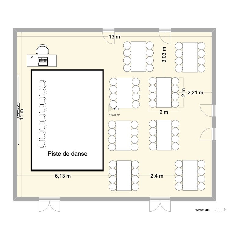 Bilan 3. Plan de 1 pièce et 143 m2