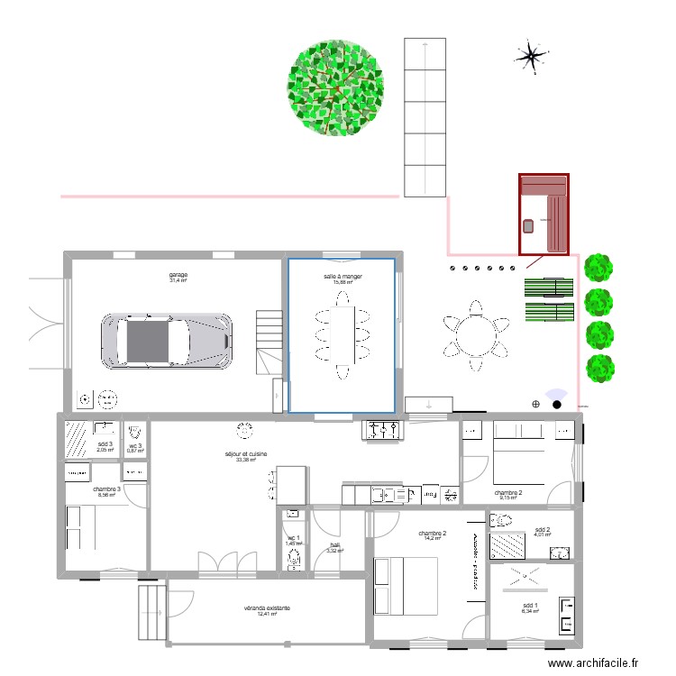 projet 5 D Allemagne wellness bis phase 1. Plan de 13 pièces et 143 m2