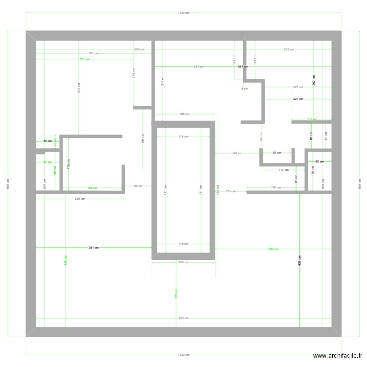 plan. Plan de 2 pièces et 98 m2