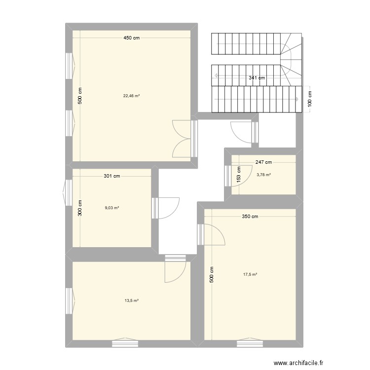 Maison. Plan de 5 pièces et 66 m2