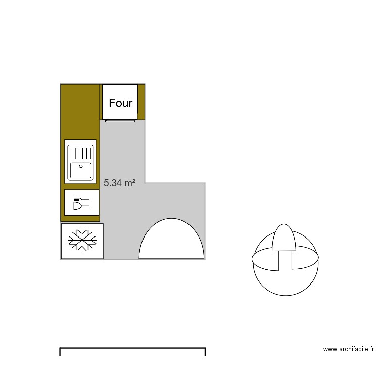 Cuisine 5m2. Plan de 0 pièce et 0 m2