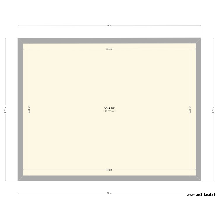 PLAN MURS. Plan de 1 pièce et 55 m2